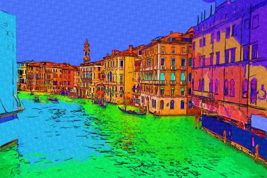 İtalya Venedik 'teki Ada Murano' su. Tekneyle kanalı izle