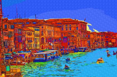 İtalya Venedik 'teki Ada Murano' su. Tekneyle kanalı izle