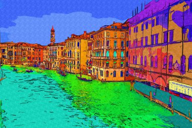 İtalya Venedik 'teki Ada Murano' su. Tekneyle kanalı izle