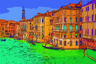 İtalya Venedik 'teki Ada Murano' su. Tekneyle kanalı izle