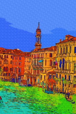 İtalya Venedik 'teki Ada Murano' su. Tekneyle kanalı izle