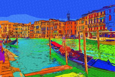 İtalya Venedik 'teki Ada Murano' su. Tekneyle kanalı izle