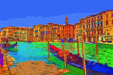 İtalya Venedik 'teki Ada Murano' su. Tekneyle kanalı izle