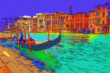 İtalya Venedik 'teki Ada Murano' su. Tekneyle kanalı izle