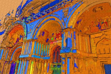 Venedik, İtalya 'daki Saint Mark Bazilikası' nın (Basilica di San Marco) alt manzarası