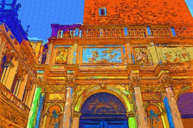 Venedik, İtalya 'daki Saint Mark Bazilikası' nın (Basilica di San Marco) alt manzarası