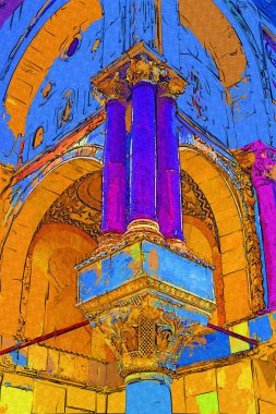 Venedik, İtalya 'daki Saint Mark Bazilikası' nın (Basilica di San Marco) alt manzarası