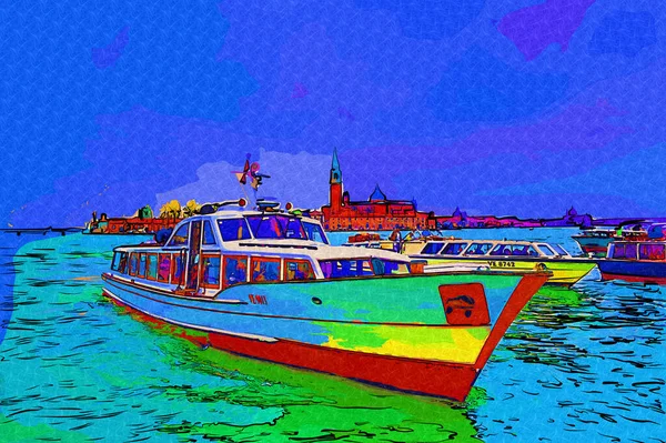 Venedik tekneleri liman, gemiler, İtalya, antika retro