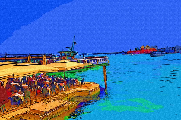 Venedik, Büyük Kanal manzarası ve Santa Maria Della sa Bazilikası. İtalya