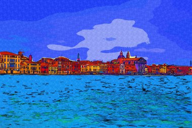 Venedik manzaralı deniz binaları İtalya