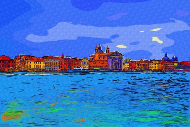 Venedik manzaralı deniz binaları İtalya