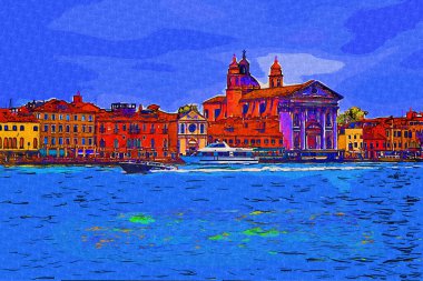 Venedik manzaralı deniz binaları İtalya