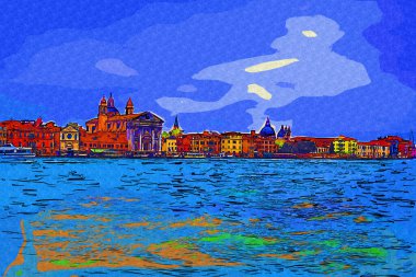 Venedik manzaralı deniz binaları İtalya