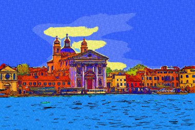 Venedik manzaralı deniz binaları İtalya