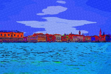 Venedik manzaralı deniz binaları İtalya