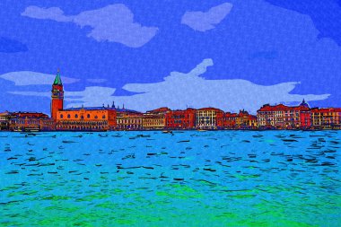 Venedik manzaralı deniz binaları İtalya