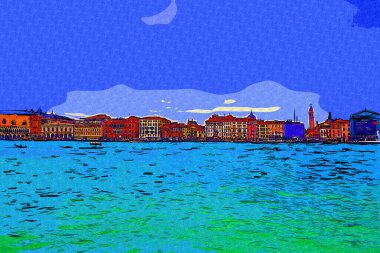 Venedik manzaralı deniz binaları İtalya