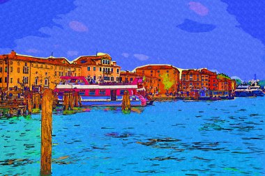 Venedik manzaralı deniz binaları İtalya