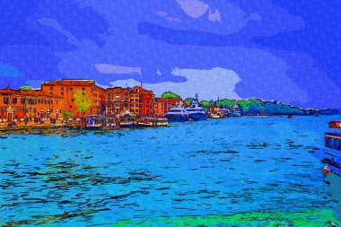 Venedik manzaralı deniz binaları İtalya