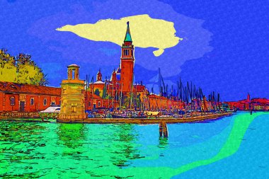 Venedik manzaralı deniz binaları İtalya