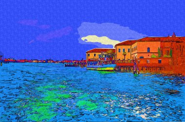 Venedik manzaralı deniz binaları İtalya