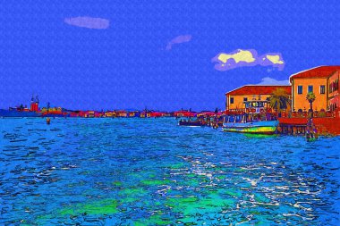 Venedik manzaralı deniz binaları İtalya