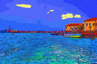 Venedik manzaralı deniz binaları İtalya