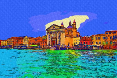 Venedik manzaralı deniz binaları İtalya
