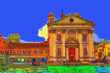 Venedik manzaralı deniz binaları İtalya