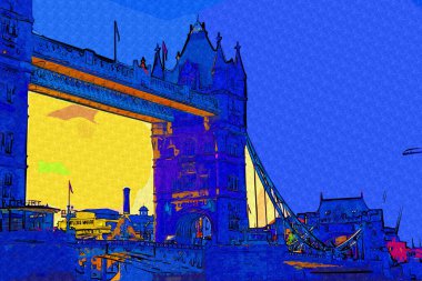 Thames Nehri Köprüsü ve Londra Kulesi ile Londra şehir manzarası manzarası