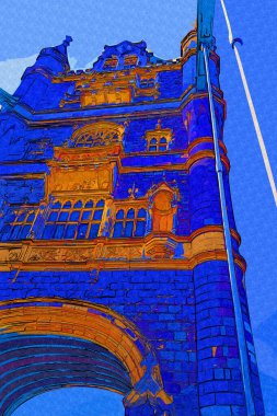 Thames Nehri Köprüsü ve Londra Kulesi ile Londra şehir manzarası manzarası