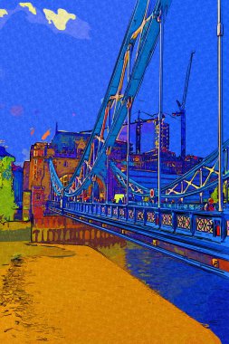 Thames Nehri Köprüsü ve Londra Kulesi ile Londra şehir manzarası manzarası