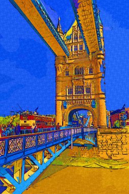 Thames Nehri Köprüsü ve Londra Kulesi ile Londra şehir manzarası manzarası