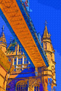 Thames Nehri Köprüsü ve Londra Kulesi ile Londra şehir manzarası manzarası