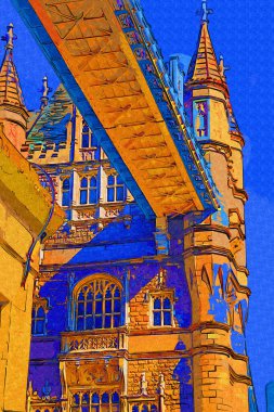 Thames Nehri Köprüsü ve Londra Kulesi ile Londra şehir manzarası manzarası