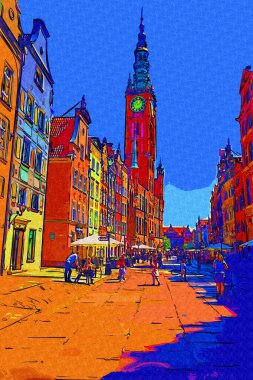 Gdansk eski şehir pazarı fotoğrafçılık antika