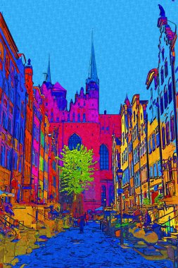 Gdansk eski şehir pazarı fotoğrafçılık antika