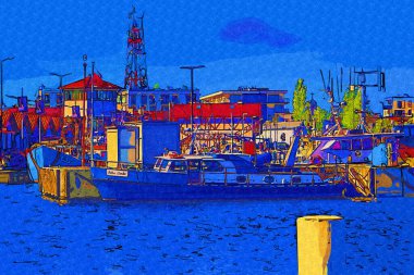 Yelkenli tekneleri Kolobrzeg 'deki marinaya demirlemiş.