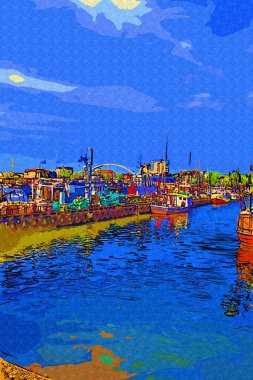 Yelkenli tekneleri Kolobrzeg 'deki marinaya demirlemiş.