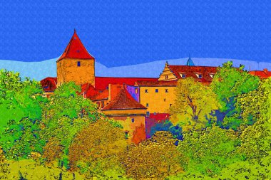 Çek Cumhuriyeti 'nde Vltava nehri ile Prag Şatosu Hradcany