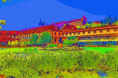 Çek Cumhuriyeti 'nde Vltava nehri ile Prag Şatosu Hradcany