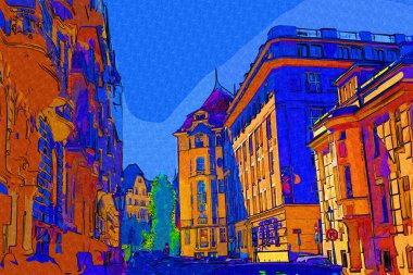 Prag 'da eski bir sokak, antika.