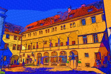 Prag 'da eski bir sokak, antika.