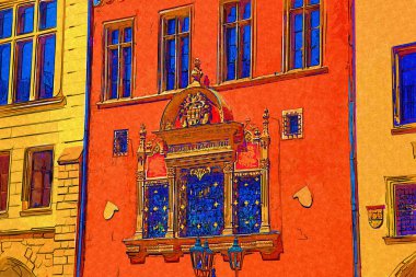 Prag 'da eski bir sokak, antika.