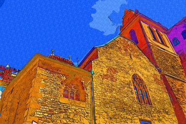 Prag 'da eski bir sokak, antika.