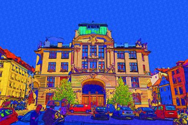 Prag 'da eski bir sokak, antika.