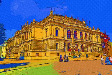 Prag 'da eski bir sokak, antika.