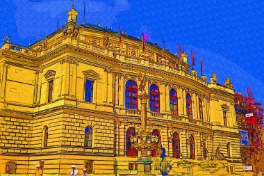 Prag 'da eski bir sokak, antika.