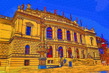 Prag 'da eski bir sokak, antika.