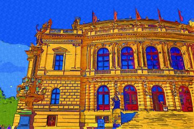 Prag 'da eski bir sokak, antika.